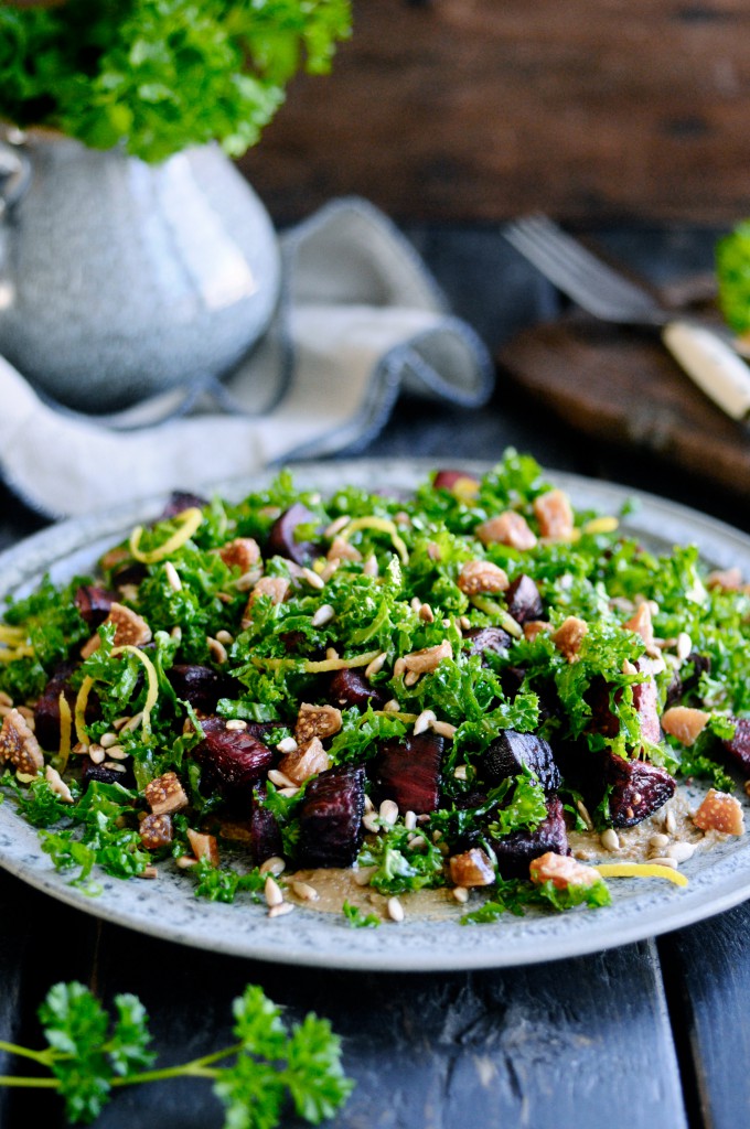 Kale salad with beets and seeds